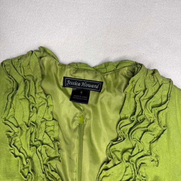 Green Ruffle Jessica Howard Linen Dress - Picture 5 of 7